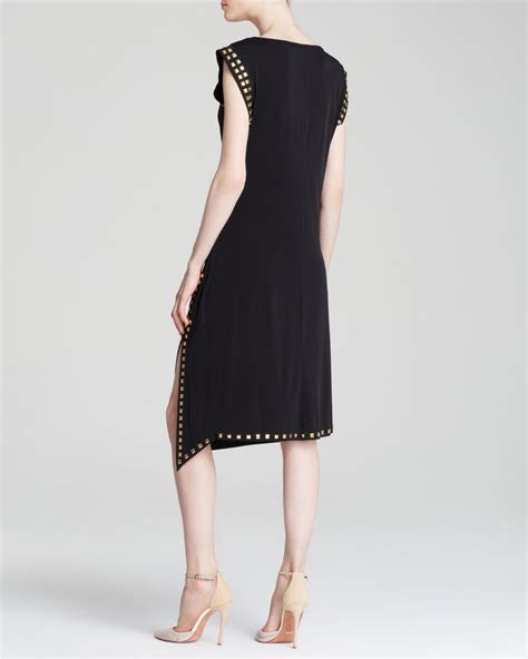 michael kors bell sleeve dress black|Michael Kors black studded dress.